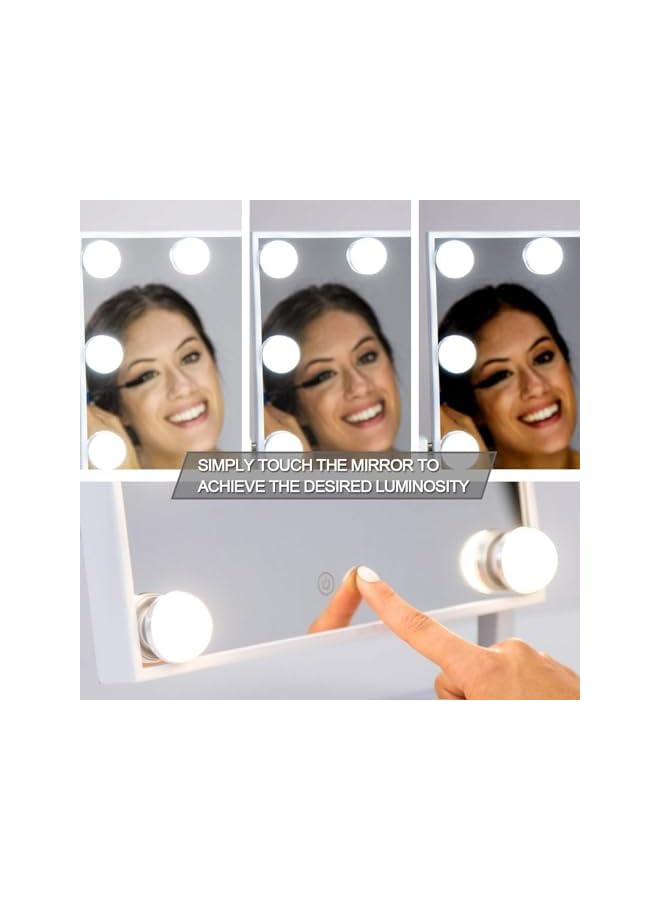Makeup Mirror with Lights Lighted Makeup Mirror with 12 Dimmable Bulbs and 3 Color Lighting Modes Smart Touch Control Plug in Light Up Mirror (White) MIRR012