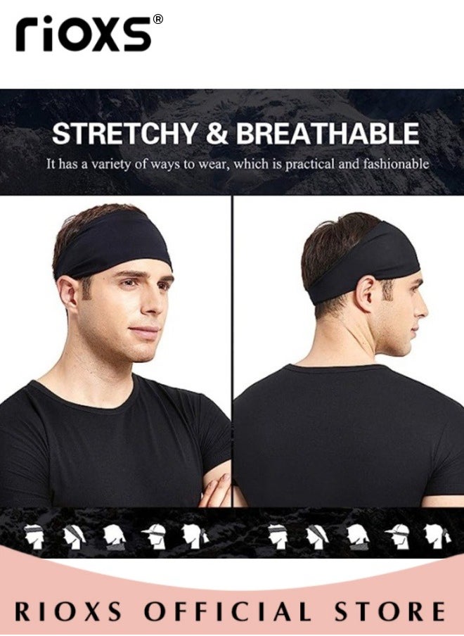 RIOXS - Sports Headband,10 Pack Solid Color Head Bands,Elastic Headbands For Men And Women,Non-Slip Sweatband For Yoga Pilates Running Gym Workout Baseball Fitness Or Casual Wear - Image 1