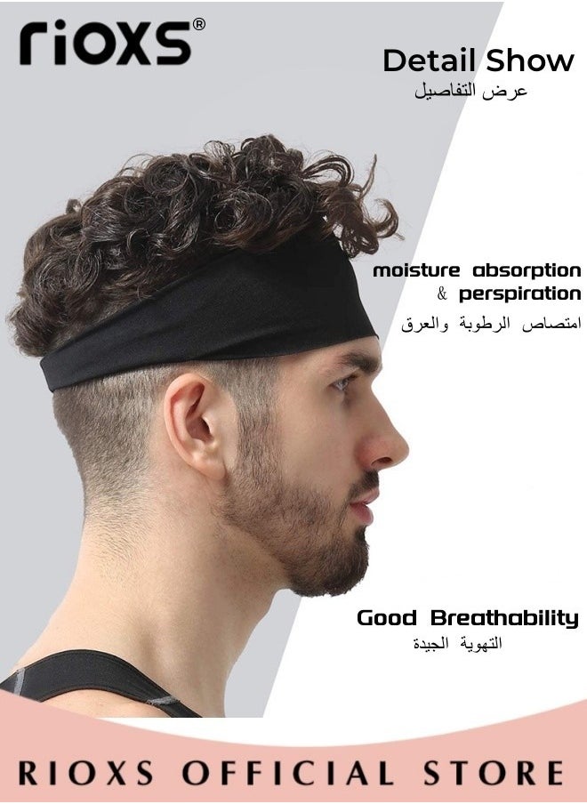 RIOXS - Sports Headband,10 Pack Solid Color Head Bands,Elastic Headbands For Men And Women,Non-Slip Sweatband For Yoga Pilates Running Gym Workout Baseball Fitness Or Casual Wear - Image 1