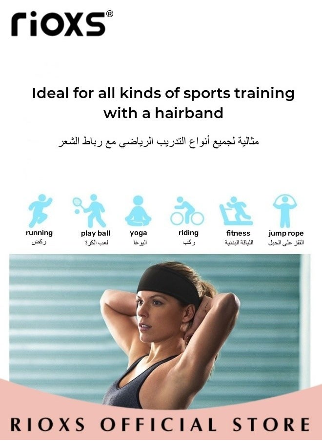 RIOXS - Sports Headband,10 Pack Solid Color Head Bands,Elastic Headbands For Men And Women,Non-Slip Sweatband For Yoga Pilates Running Gym Workout Baseball Fitness Or Casual Wear - Image 1