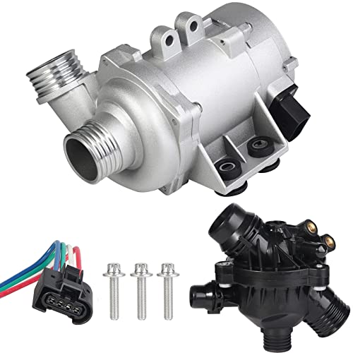 liriuda Electric Engine Water Pump 11517586925 & Thermostat Fit for BMW 325i 325xi 328i 328xi 330i 330xi 525i 525xi 528i 528xi 530i 530xi x3 x5 z4 Replaces OE# 11517521584 11517546994 11517563183 11517586924 - Image 2