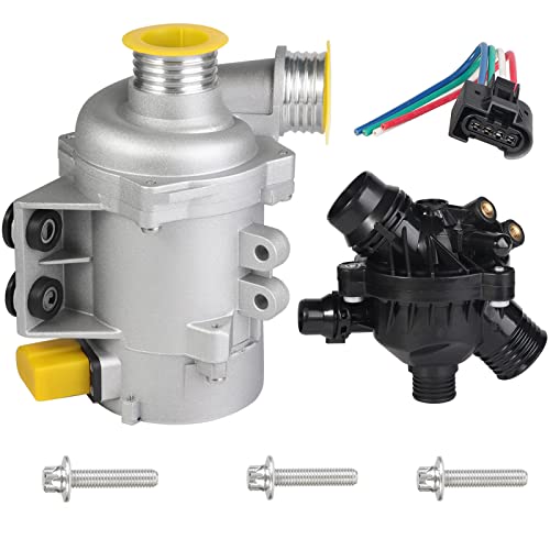 liriuda Electric Engine Water Pump 11517586925 & Thermostat Fit for BMW 325i 325xi 328i 328xi 330i 330xi 525i 525xi 528i 528xi 530i 530xi x3 x5 z4 Replaces OE# 11517521584 11517546994 11517563183 11517586924 - Image 1