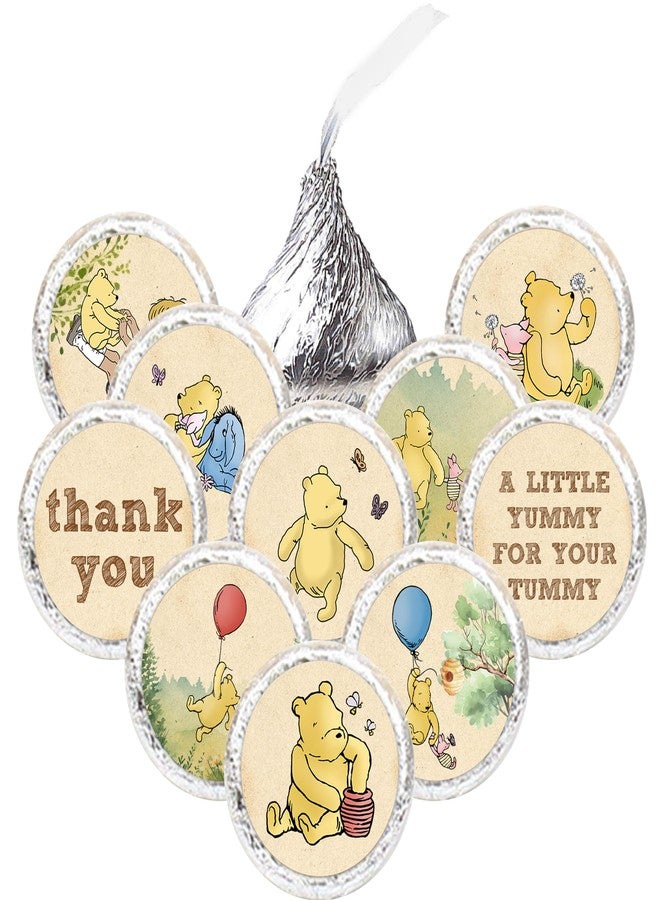 ALodr 180 Pcs Cute Winnie Stickers, Winnie Stickers 15 Designs, 0.75 Inch Thank You Stickers, Mini Kisses Labels Chocolate, Mini Kisses Candy Stickers, Chocolate Drop Labels Wrappers, Birthday Party Favors - Image 1