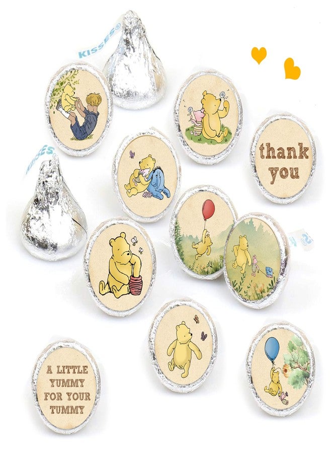 ALodr 180 Pcs Cute Winnie Stickers, Winnie Stickers 15 Designs, 0.75 Inch Thank You Stickers, Mini Kisses Labels Chocolate, Mini Kisses Candy Stickers, Chocolate Drop Labels Wrappers, Birthday Party Favors - Image 4