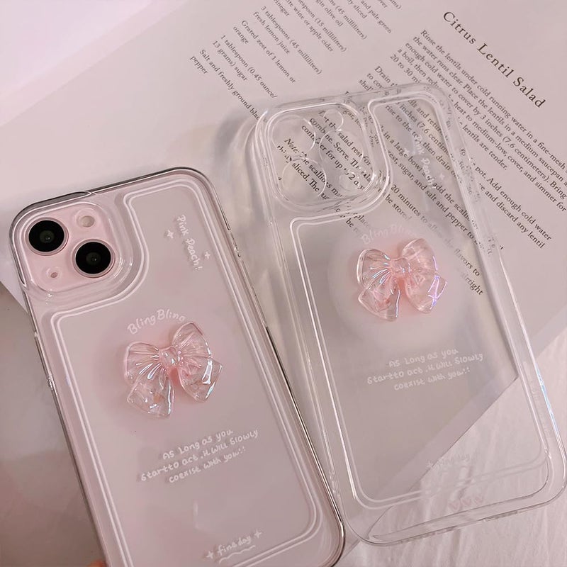 Ownest Compatible for iPhone 13 Cute 3D White Heart Slim Clear Aesthetic Design Women Teen Girls Camera Lens Protection Phone Cases Cover+White Phone Charm - Image 3