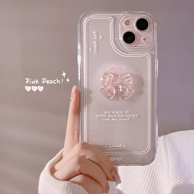 Ownest Compatible for iPhone 13 Cute 3D White Heart Slim Clear Aesthetic Design Women Teen Girls Camera Lens Protection Phone Cases Cover+White Phone Charm - Image 2