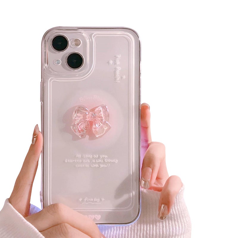 Ownest Compatible for iPhone 13 Cute 3D White Heart Slim Clear Aesthetic Design Women Teen Girls Camera Lens Protection Phone Cases Cover+White Phone Charm - Image 1