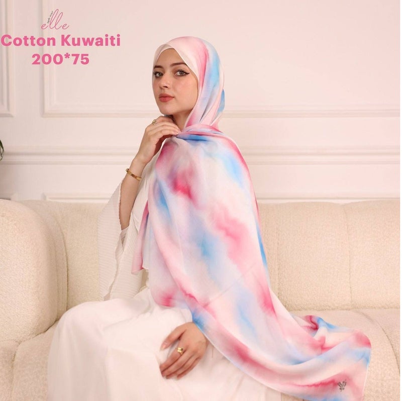 طرحة وشاح حجاب إسلامي قطن كويتي فاخر للنساء – تصميم أنيق للمناسبات والاستخدام اليومي – مقاس 200 × 75 سم
