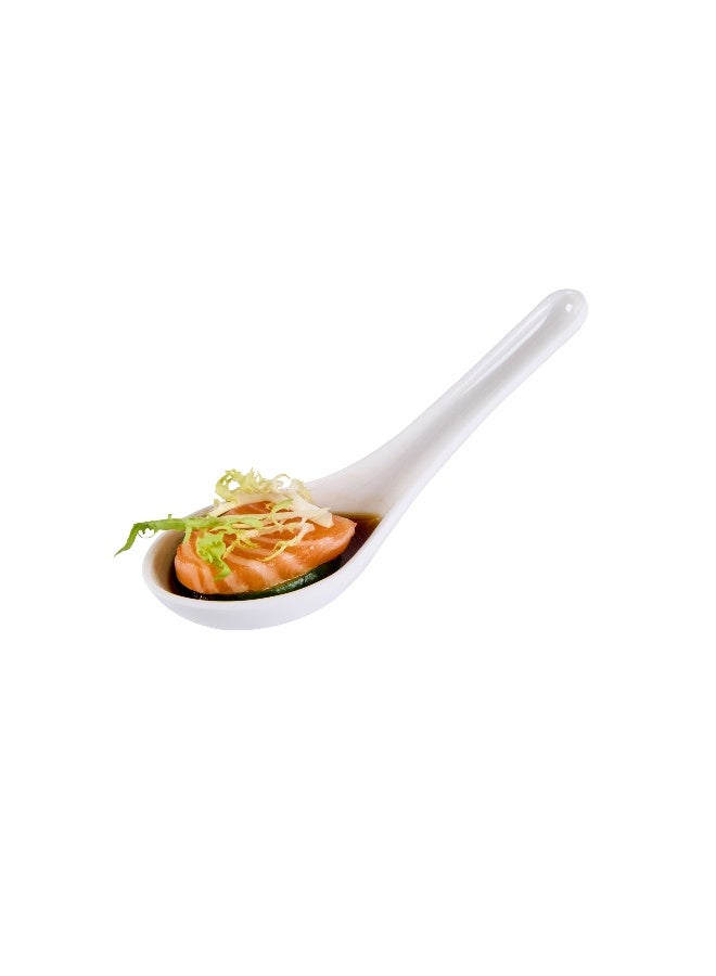Restaurantware Voga 4.8 x 1.5 x 1.5 Inch Asian Soup Spoons, 10 Premium Wonton Soup Spoons - Sturdy, Pair With Ramen, Rice, Or Dumplings, White Melamine Pho Spoons, For Homes Or Restaurants  - Image 2