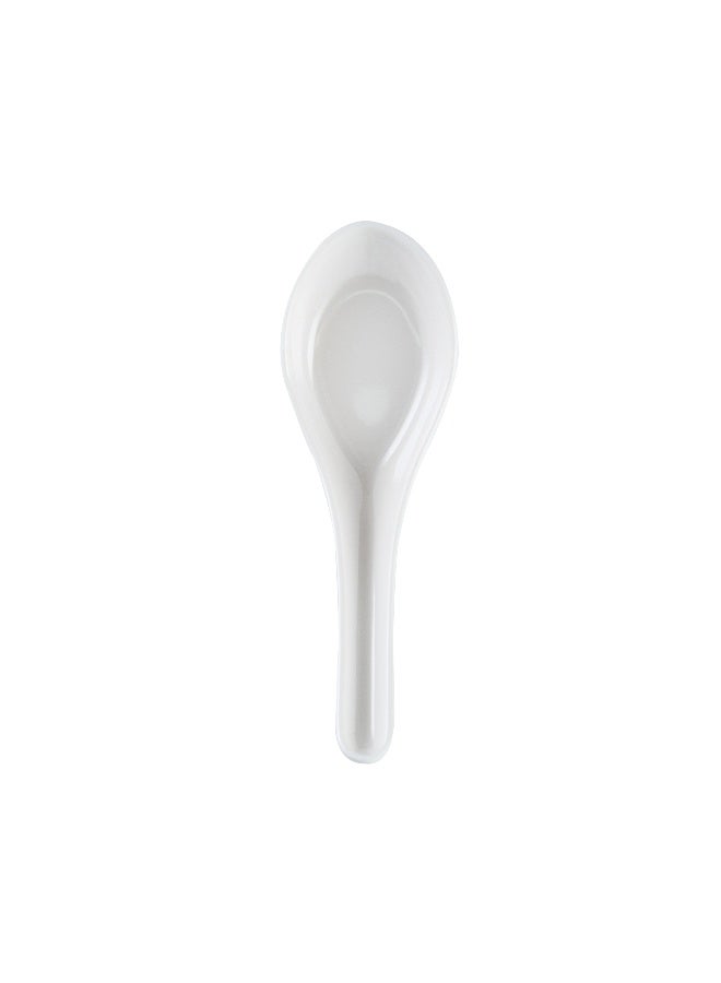 Restaurantware Voga 4.8 x 1.5 x 1.5 Inch Asian Soup Spoons, 10 Premium Wonton Soup Spoons - Sturdy, Pair With Ramen, Rice, Or Dumplings, White Melamine Pho Spoons, For Homes Or Restaurants  - Image 1