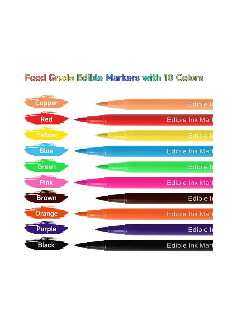 RATSAW 10PCS Double Sided Food Coloring Pens with Thick and Fine Tip Markers Food Coloring Markers Gourmet Writers for Cakes Decorating Desserts Eggs  - Image 2