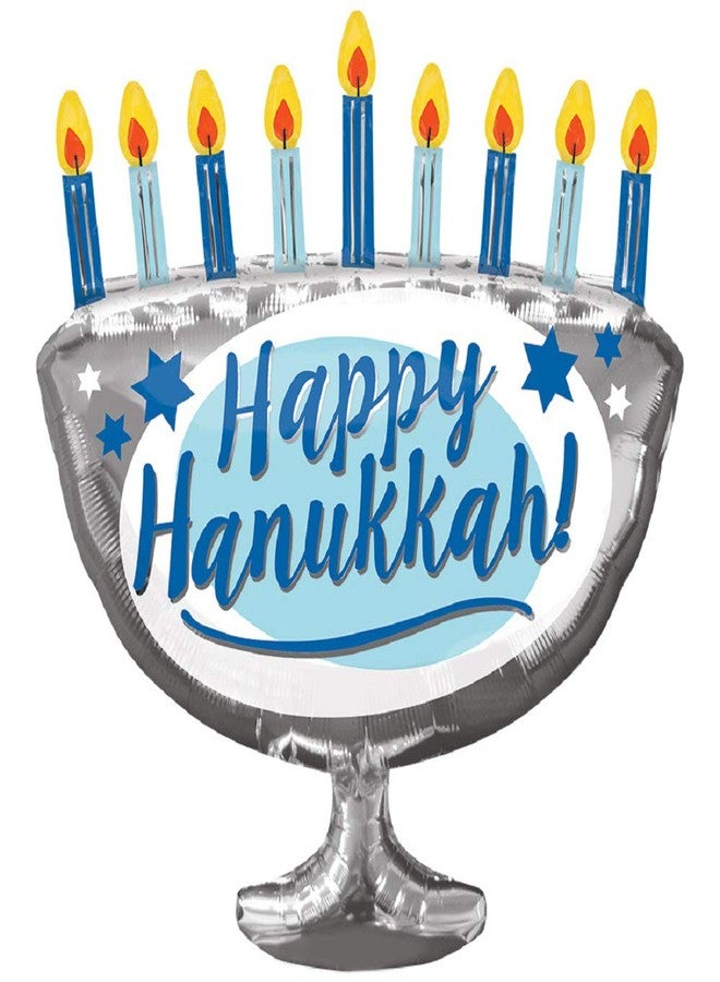 Artisan Owl Happy Hanukkah! Menorah 29" Foil Party Balloon by Anagram - Image 1