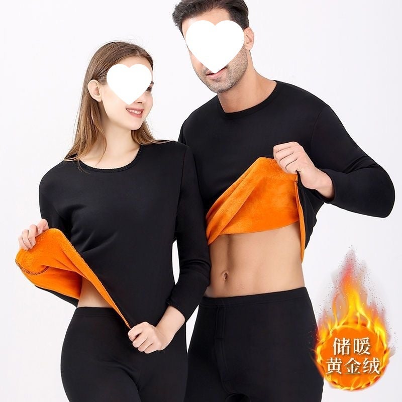 New Velvet Thermal Underwear Men'S And Women'S Fleece-Lined Thickened Single Layer Middle-Aged And Elderly Autumn Clothes And Pants Plus Size Cold-Proof Couple'S Suit - Image 2