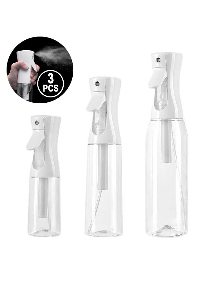 3Pcs 3 Size Continuous Spray Bottle with Ultra Fine Mist, Ultra Fine Water Mister Sprayer for Hair Styling, Plants, Cleaning, Misting & Skin Care, Salons (Clean, 200/300/500ML) - Image 1