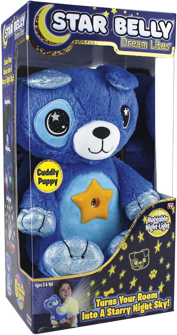 Ontel Star Belly Dream Lites Stuffed Animal Night Light - Cuddly Blue Puppy - Image 1