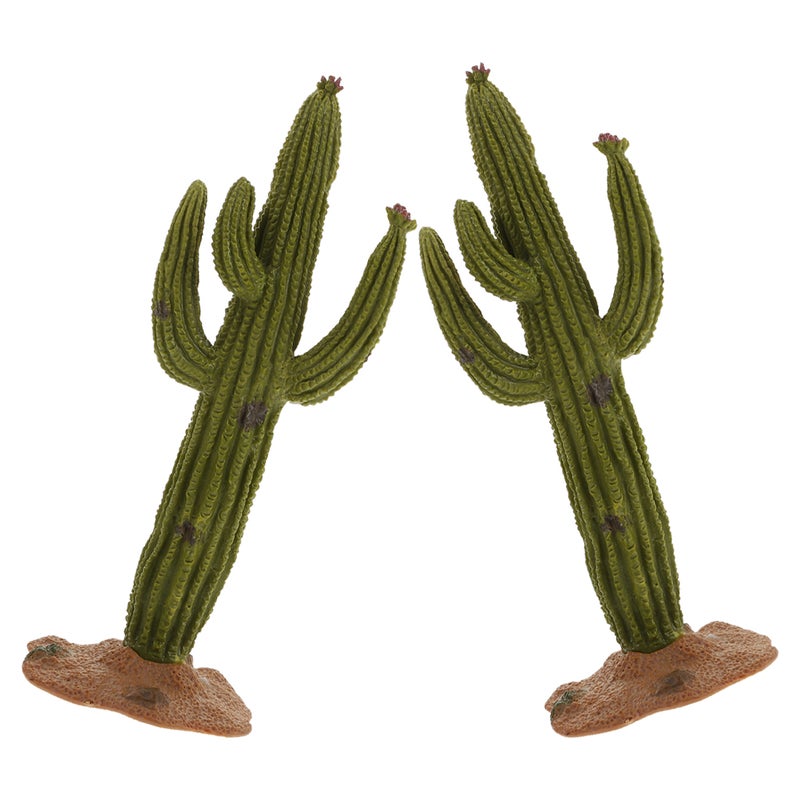 2pcs Artificial Cactus: Green Simulated Cacti - Fake Plants Sand Decor - Faux Sculpture Table Ornament Centerpieces For Office Home Hawaii Holiday - Image 1