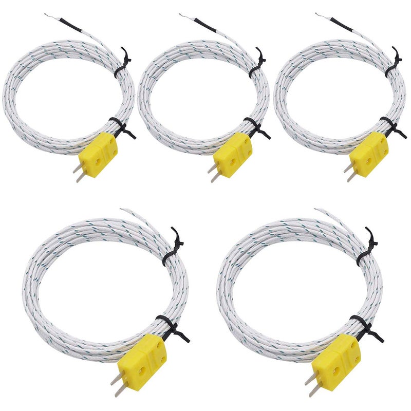 Taiss 5pcs 3M K-Type Connector Thermocouple Temperature Sensor Measure Range -50~350°C - Image 1
