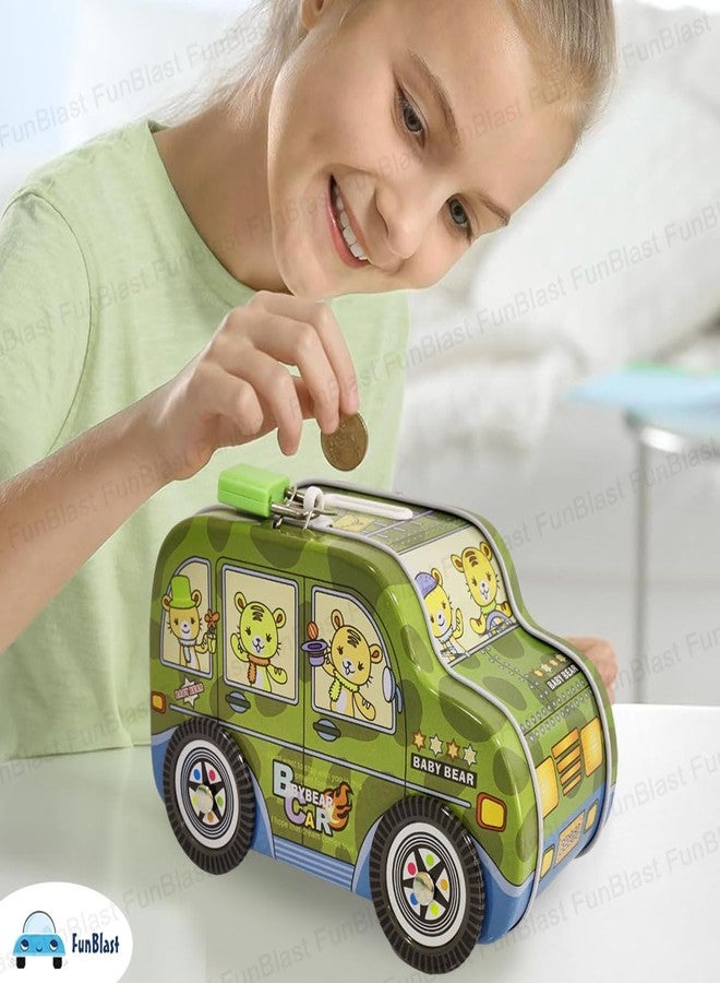 FunBlast Piggy Bank - Car Shaped Coin Box with Moving Wheel for Kid, Piggy Bank for Kids, Coin Box for Kid, Money Bank for Kids (Bear) - Image 2