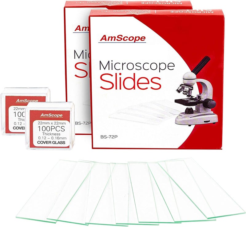 AmScope AmScope BS144P200S22 144 Blank Microscope Slides and 200 22x22mm Square Cover Glass Pre Cleaned Cover Glass  - Image 3