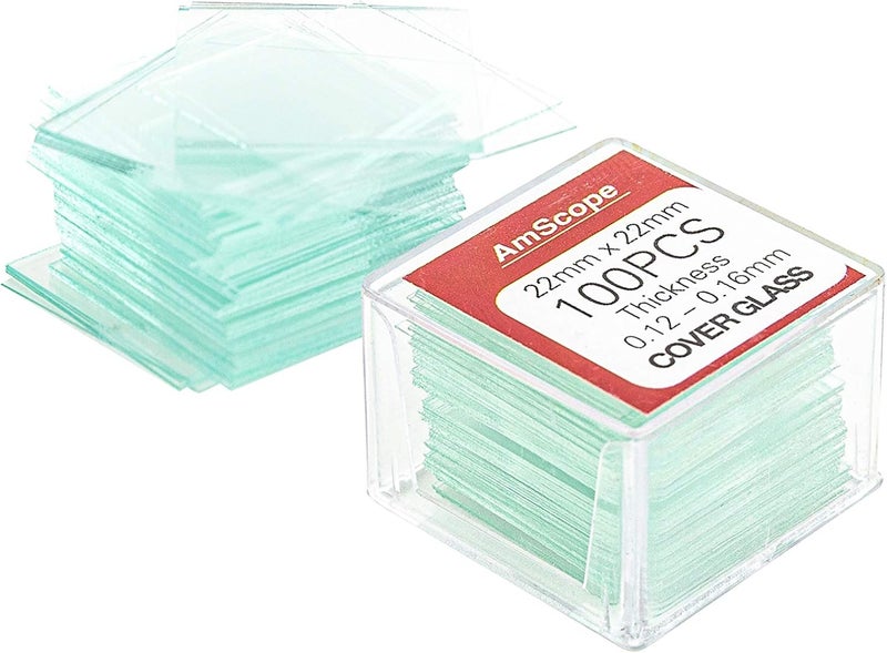 AmScope AmScope BS144P200S22 144 Blank Microscope Slides and 200 22x22mm Square Cover Glass Pre Cleaned Cover Glass  - Image 2