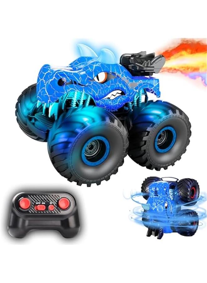Dinosaur Remote Control Car,2.4 GHz RC 4WD Monster Trucks for Boys Girls with Light,Sound&Spray,2 Batteries,Dinosaur Toys for Kids 3-5-7, Stocking Stuffers Gifts for Boys Girls - Image 1