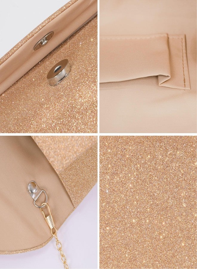 Toptime Clutch Purses for Women, Glitter Envelope Evening Bag with Chain, Women Formal Clutch for Wedding Cocktail Prom (Rose Gold) - Image 5