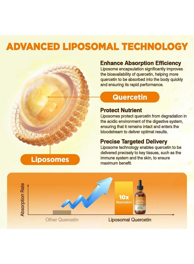 Hollegend قطرات سائلة من كيرسيتين ليبوسومال مع بروميلين، 8 في 1 مكملات كيرسيتين عضوية 1000 ملغ مع بروميلين 500 ملغ، فيتامين C، D3، زنك، توت البلسان، كركم لصحة المناعة والجهاز التنفسي، 2 أونصة سائلة - Image 5