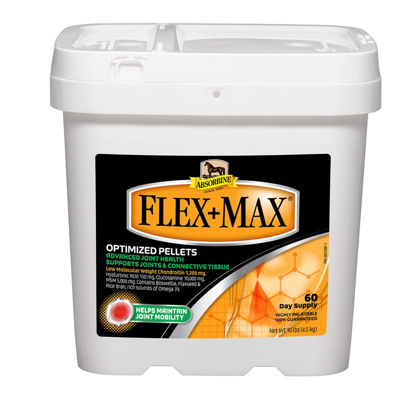 Absorbine Flex+Max Horse Joint Supplement Pellets, Highly Palatable, Comprehensive Equine Formula with Glucosamine, MSM, Chondroitin & Flaxseed, 10lb Tub / 60 Day Supply - Image 1
