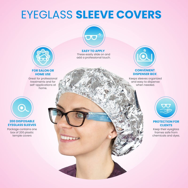 Salon Supply Co Eyeglass Covers for Hair Color - 200 Plastic Sleeves - Disposable Eyeglass Sleeves - Eye Glass Protector Sleeves - Eyeglass Sleeve Covers - Disposable Eyeglass Guards  - Image 2