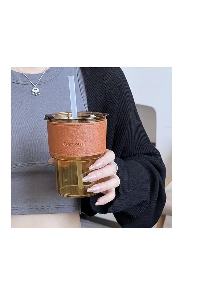 A glass mug with a straw for hot and cold drinks and a straw for hot and cold drinks - Image 2