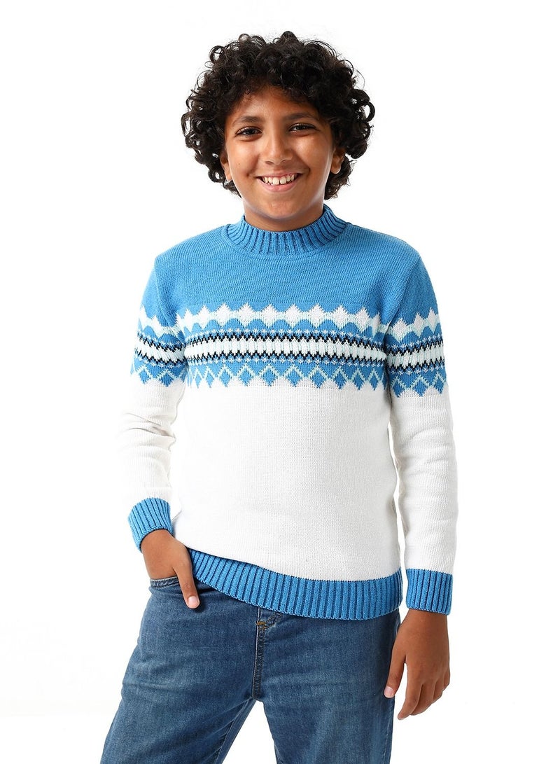 سيزار بلوفر صوف أولادي مزود بتصميمات متعددة - Image 1