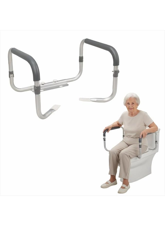 Toilet seat safety bar for the elderly, adjustable aluminum armrest support frame - Image 1