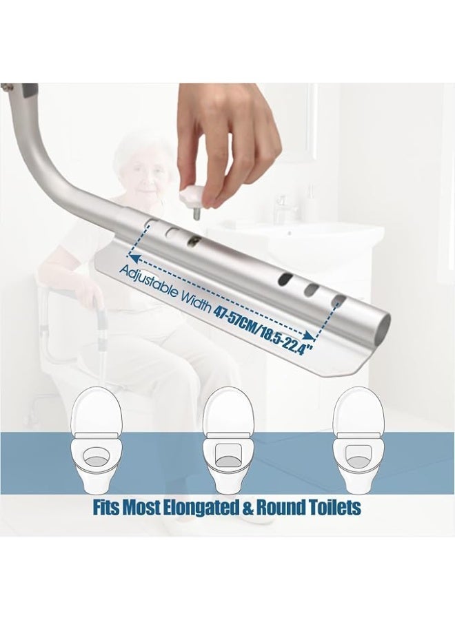 Toilet seat safety bar for the elderly, adjustable aluminum armrest support frame - Image 5