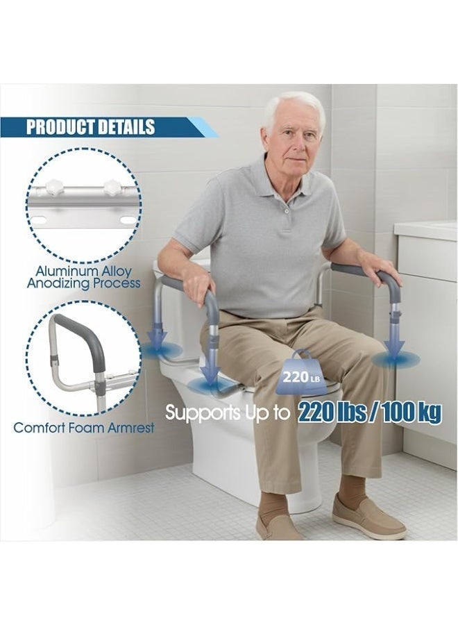 Toilet seat safety bar for the elderly, adjustable aluminum armrest support frame - Image 3