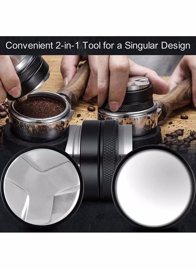 general brand - Dual Head Coffee Distributor/Espresso Leveler & Tamper Black 51mm - Image 1