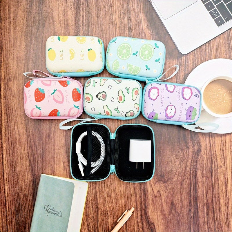 Yellow Lemon EVA Hard Shell Zipper Pouch Cable Organizer Bag Digital Storage Case - Image 1