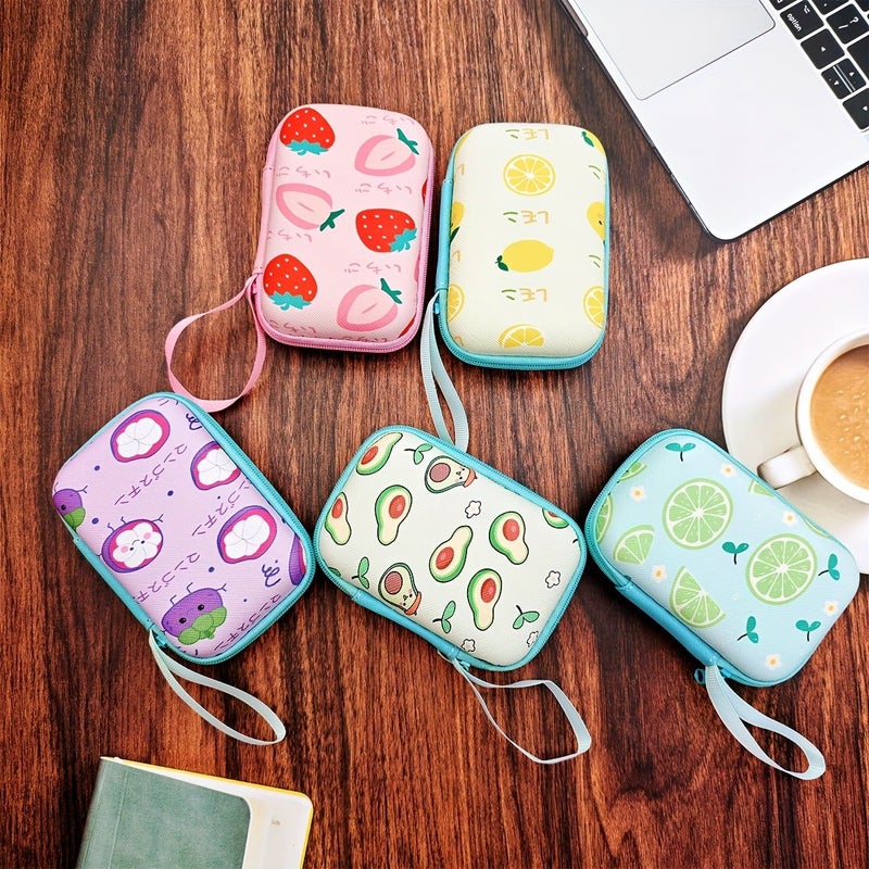 Yellow Lemon EVA Hard Shell Zipper Pouch Cable Organizer Bag Digital Storage Case - Image 3