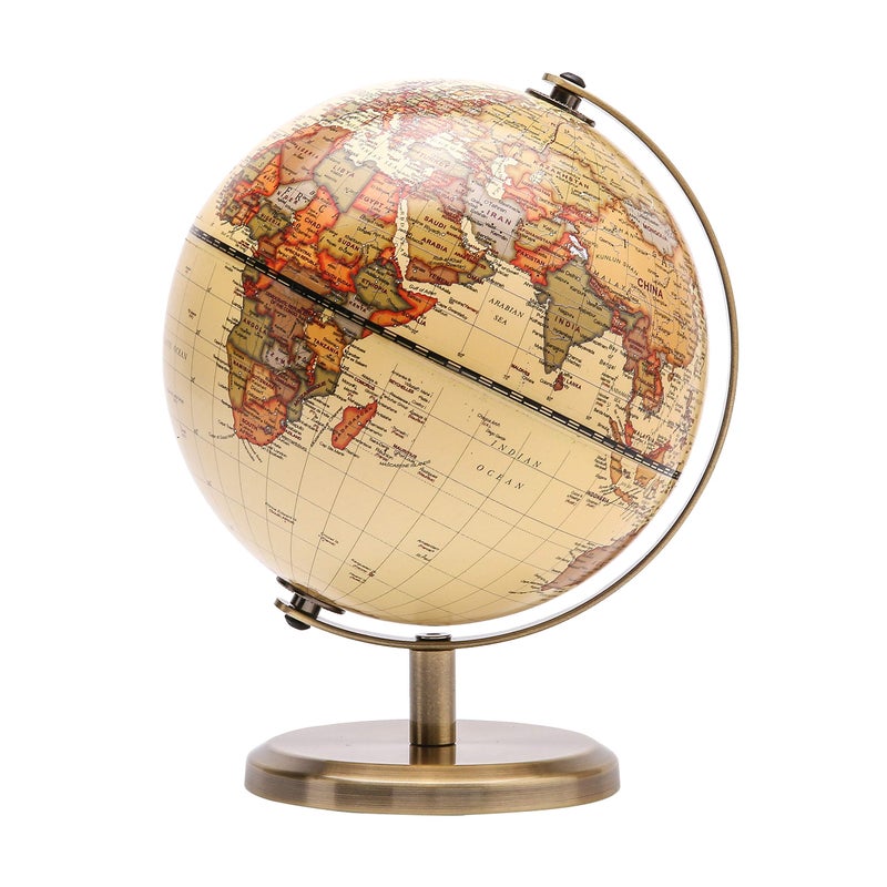 Annova Annova Antique Globe Dia 55inch  14CM  EducationalGeographicModern Desktop Decoration  Stainless Steel Arc and Base  for School Home and Office Antique 55 Brown1