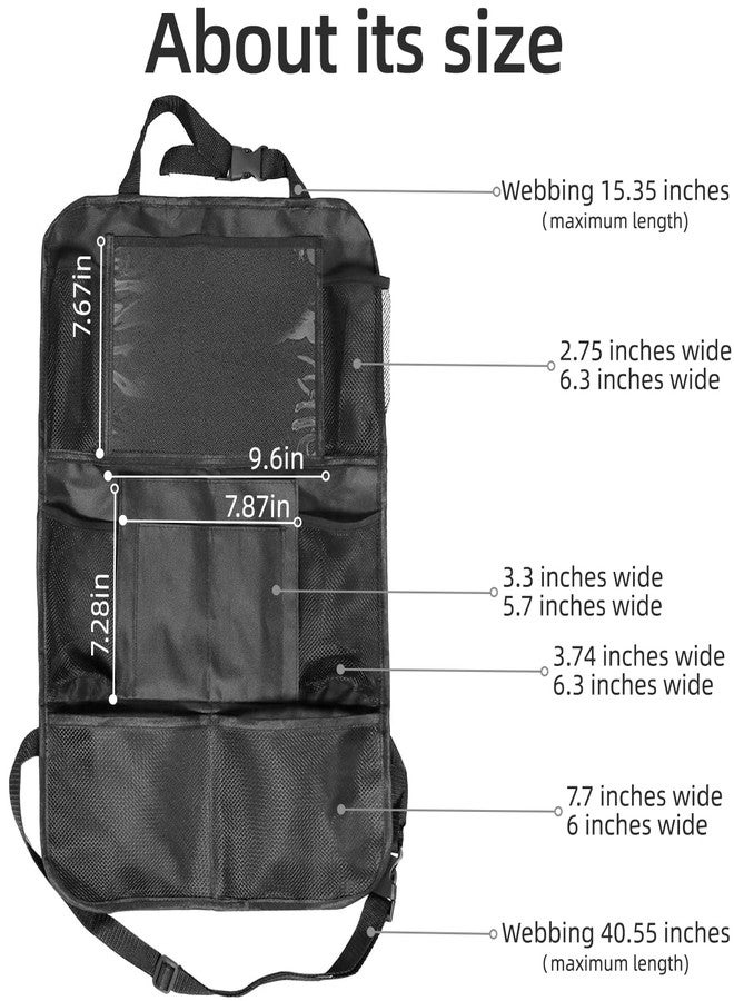Aoeeki Back Seat Car Organizer, Car Organizers Bag with Touch Screen Tablet Holder 10 Storage Pockets for Kids Toddlers Car Seats, Travel Accessories,Road Trip Essentials Black - Image 5