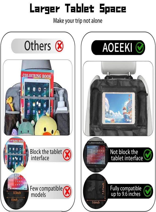 Aoeeki Back Seat Car Organizer, Car Organizers Bag with Touch Screen Tablet Holder 10 Storage Pockets for Kids Toddlers Car Seats, Travel Accessories,Road Trip Essentials Black - Image 2