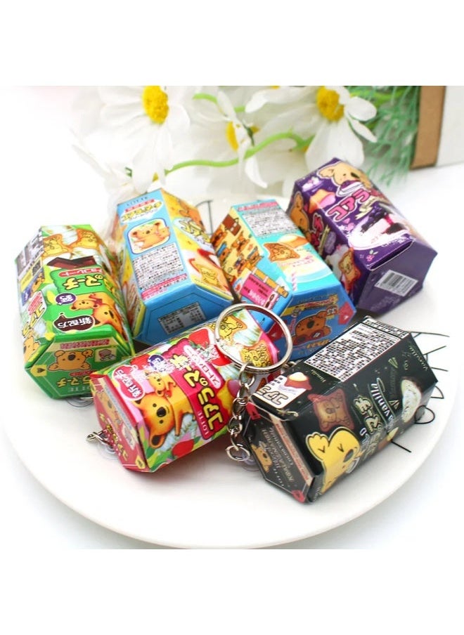 Generic Teddy Bear Biscuit Keychain | Realistic Snack Can Pendant Adorable Cartoon Box Key Ring-Color:blue  - Image 3