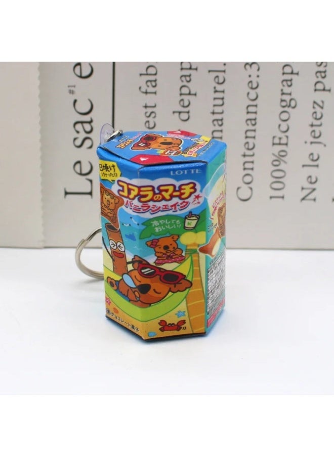 Generic Teddy Bear Biscuit Keychain | Realistic Snack Can Pendant Adorable Cartoon Box Key Ring-Color:blue  - Image 1