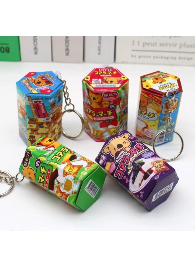 Generic Teddy Bear Biscuit Keychain | Realistic Snack Can Pendant Adorable Cartoon Box Key Ring-Color:blue  - Image 4
