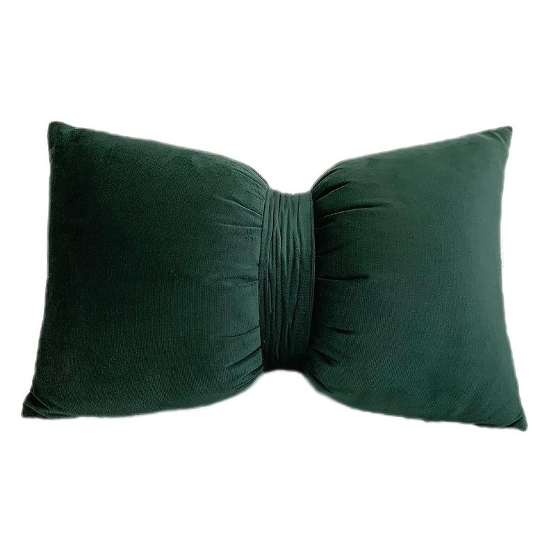 Velvet Bow Pillowcase 20 X 14 Inches Black Waist Pillow with Bow Decor for Bed Sofa Holiday Outdoor Car Home Decoration Without Pillow Inserts - Image 5