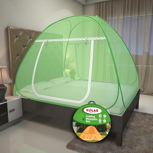 Kolar Mosquito Net for Double Bed, 6.5x6.5 Feet Premium Double Bed Machardani, Strong and Durable, Tent Type, Foldable, Corrosion Resistant, King Size, Full Green - Image 1