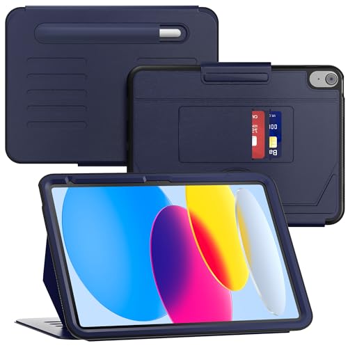 Lainergie Case for iPad (A16) 11th Generation 11-inch 2025 & iPad 10th Generation 10.9-inch 2022, Lainergie Shockproof Slim Multi-Angles Magnetic Stand Cover with Auto Sleep/Wake/Pen Holder/Card Slot, Dark Blue - Image 1