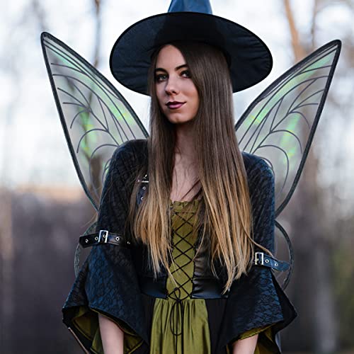 quescu Fairy Wings for Adults,Butterfly Wings for Girls,Angel Wings,Fairy Costume for Women Halloween Dress Up Party Favor (Black) - Image 3