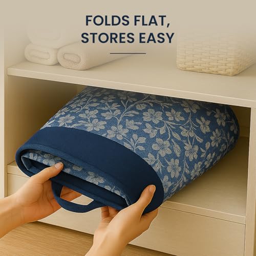Laxis Laundry Basket, Freestanding Laundry Hamper, Collapsible Tall Clothes Hamper with Easy Carry Handles for Clothes, Laundry Basket for Decorative Nursery Blanket,Toys,Baby Room, | Blue Color | - Image 5