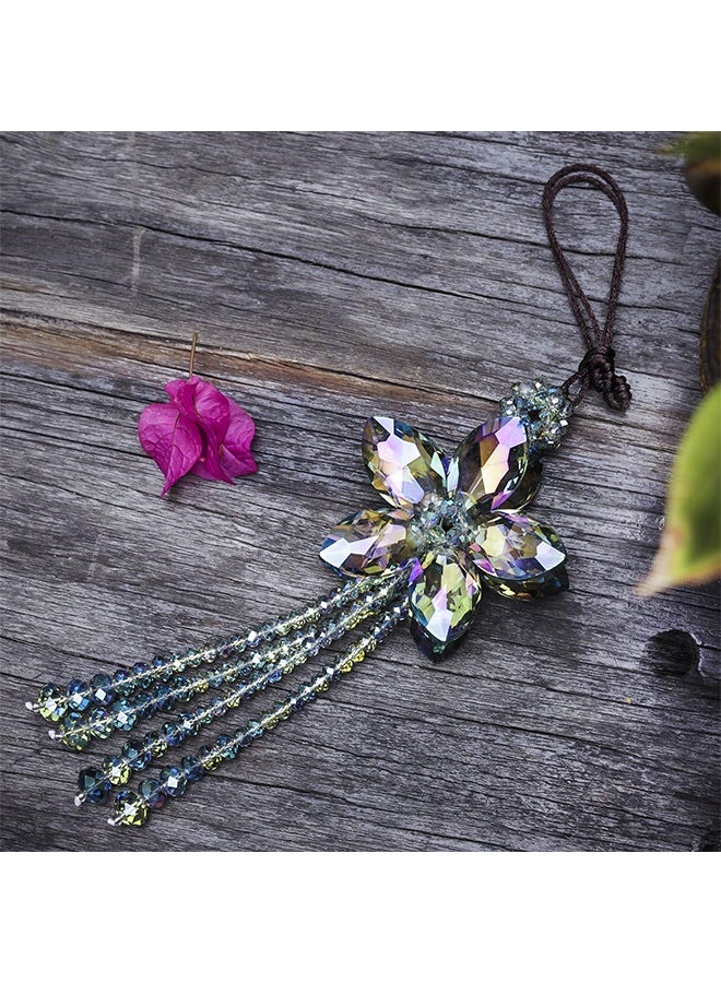 Sweet Life 11.4 Inch Crystal Color Flower Interior Accessories Car Charms Pendants for Auto Rear View Mirror Hanging Decoration with Tassel  - Image 5