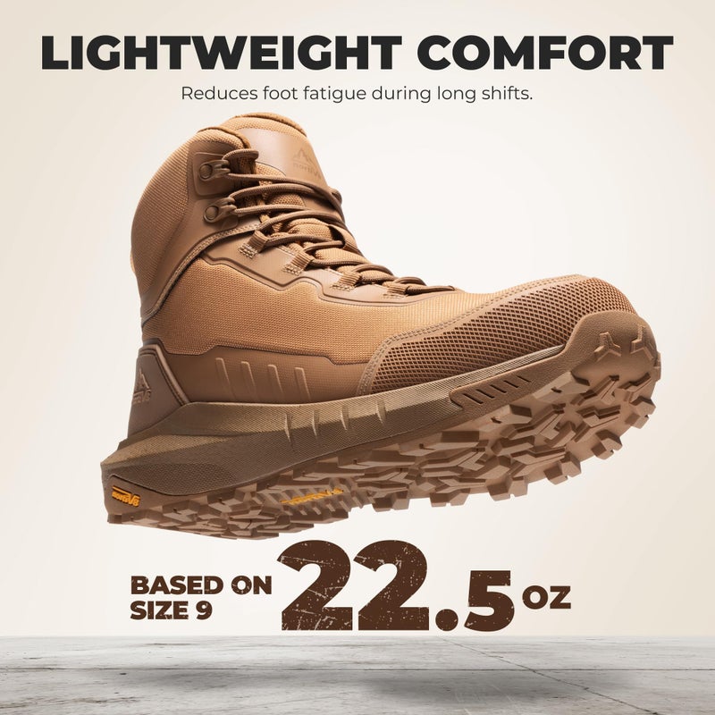 NORTIV 8 Composite Toe Boots for Men ASTM F2413-24 Safety Work Boots Lightweight Anti-Fatigue Non-Slip with Zipper for Warehouse Construction, Terrascope-nano,Size 10.5,Coyote,SNIB26008M - Image 3